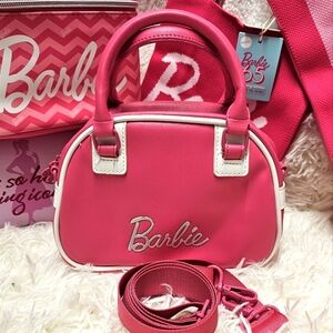 Barbie Logo Miniso Collection Pink Faux Leather Boston Handheld Crossbody Bag